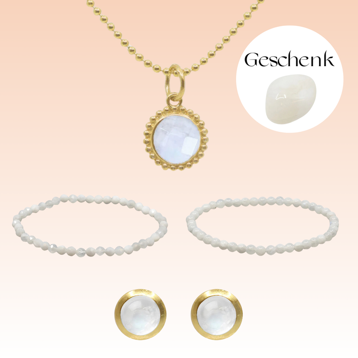 Schmuckset Mondstein - Premium (mit Geschenk)