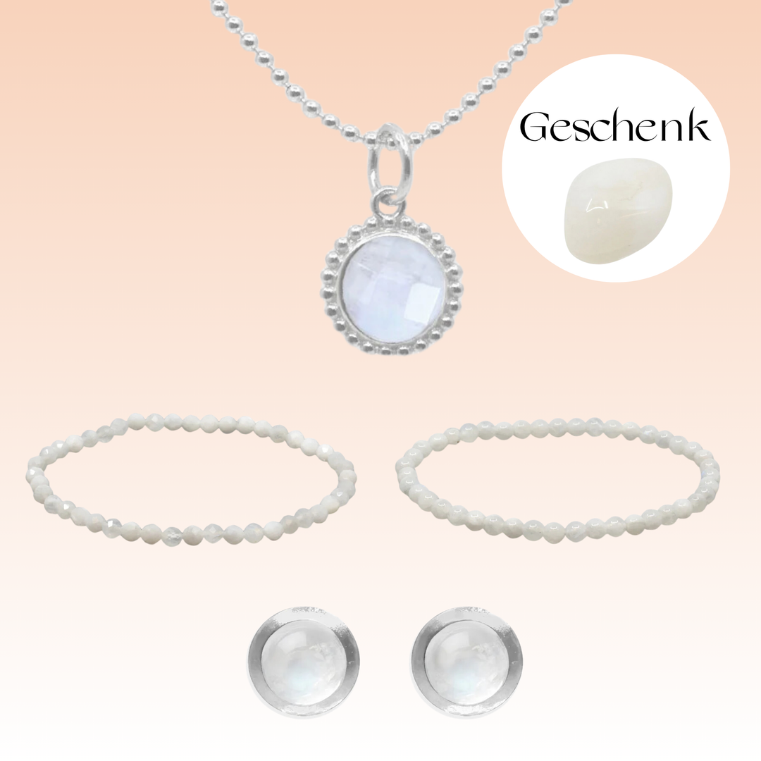 Schmuckset Mondstein - Premium (mit Geschenk)