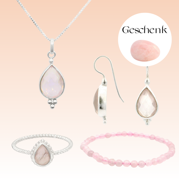 Schmuckset Rosenquarz - Premium (inkl. Geschenk)